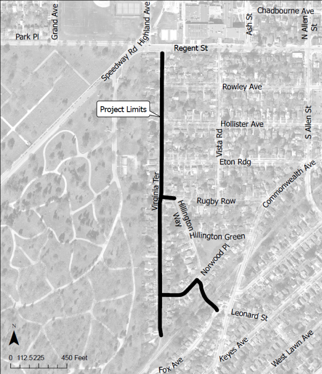Map of Virginia Terrace project limits
